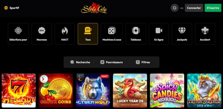 Slots City Casino jeux