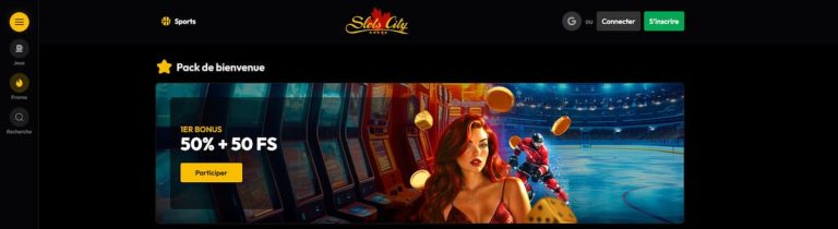 Slots City Casino page accueil