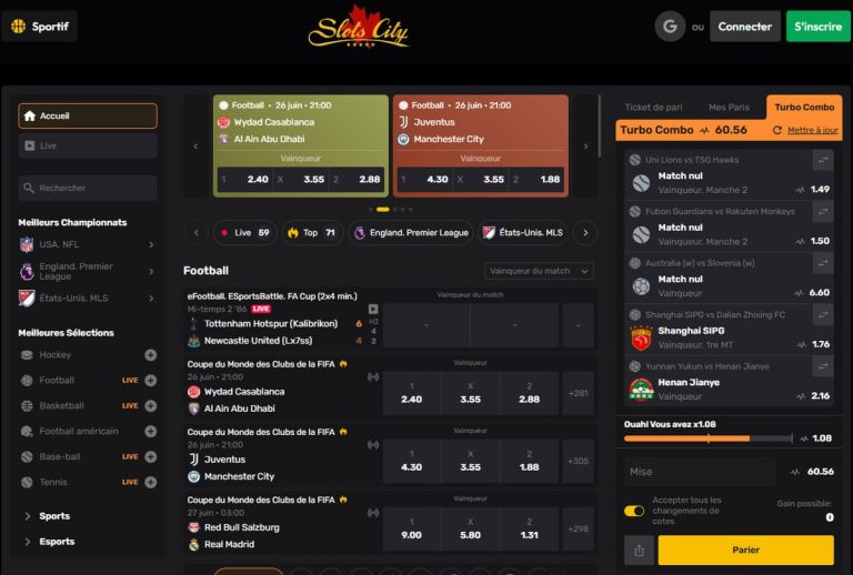 Slots City Casino paris sportifs